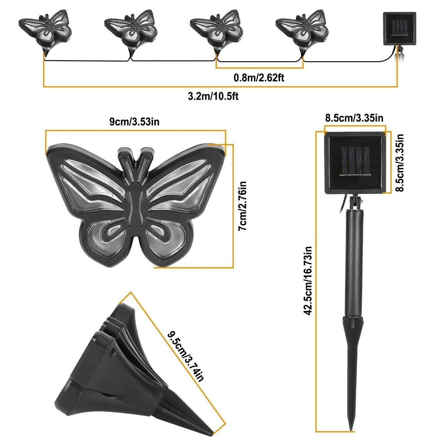 Solar Powered Butterfly Lights Garden Lawn Outdoor Landscape LED Decor Light