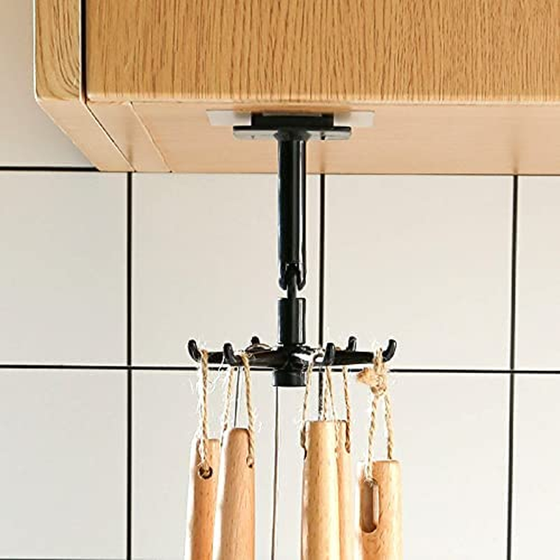 2 PCS Kitchen Utensil Holder 360 Degrees Rotating Folding Hook Self-Adhesive 180