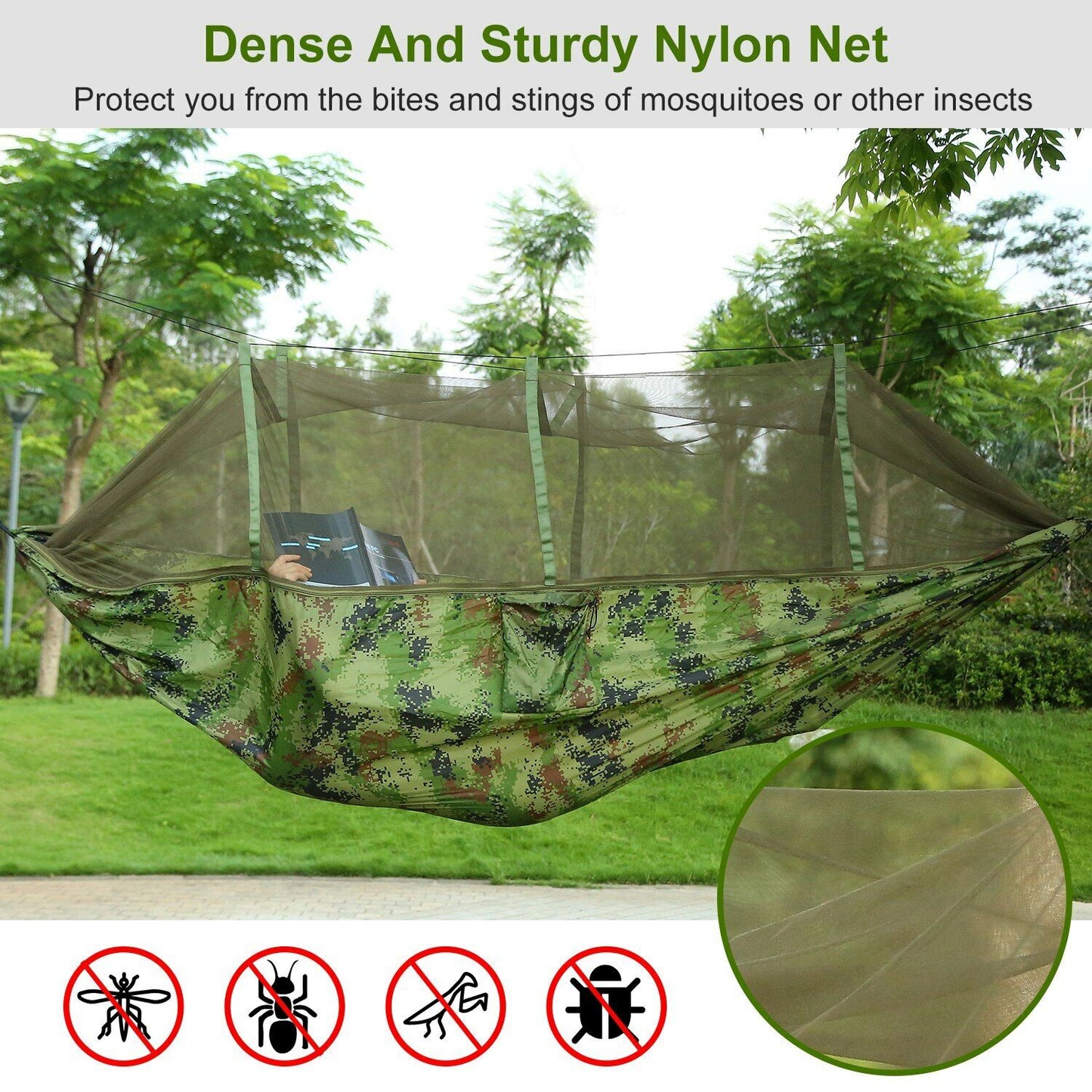 600lbs Double Person Camping Hammock with Mosquito Net