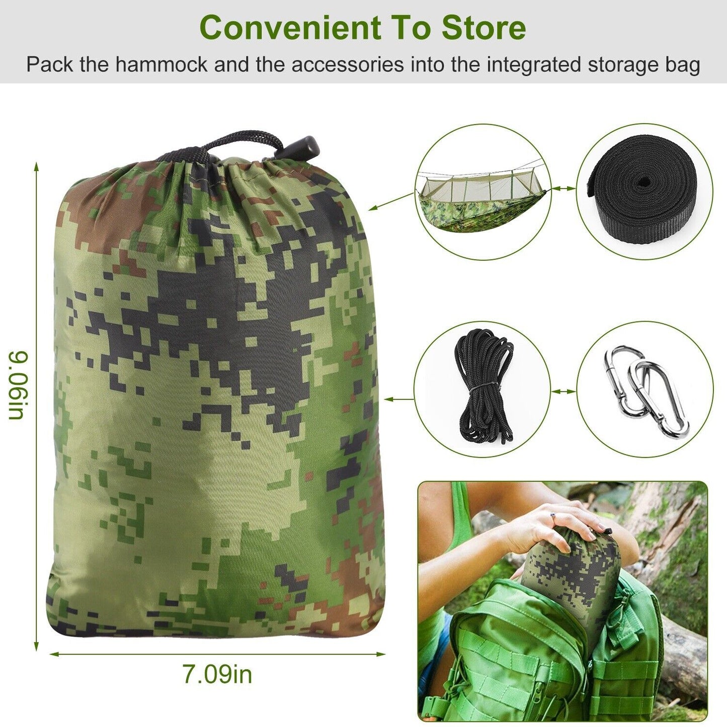 600lbs Double Person Camping Hammock with Mosquito Net