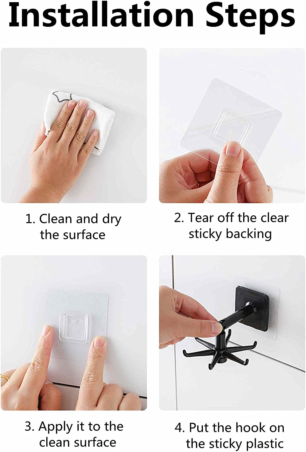 2 PCS Kitchen Utensil Holder 360 Degrees Rotating Folding Hook Self-Adhesive 180