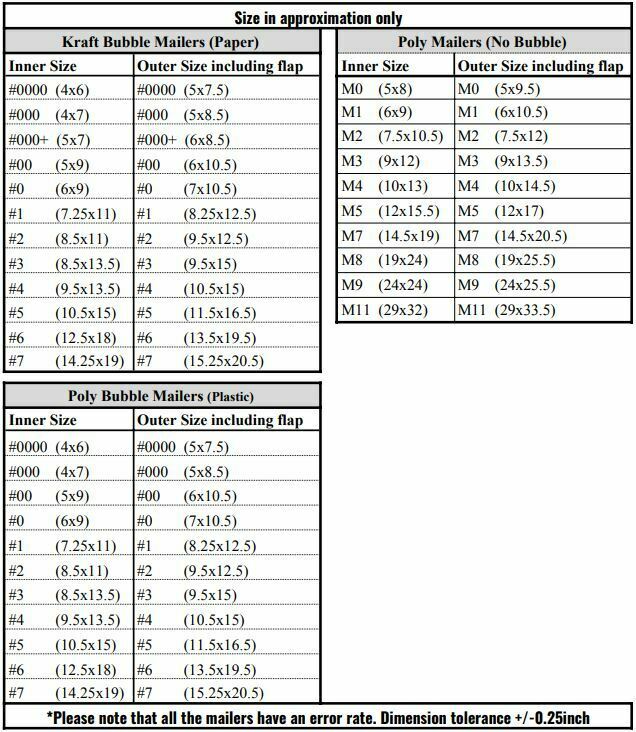 500 #000+Plus Kraft Bubble Padded Envelopes Mailers 5 X 7 extra large