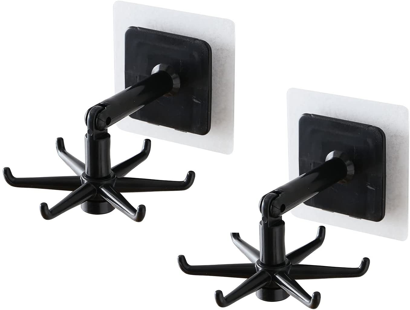 2 PCS Kitchen Utensil Holder 360 Degrees Rotating Folding Hook Self-Adhesive 180