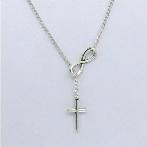 Women's Fashion Jewelry Silver Plated Infinity Cross Necklace 4-3