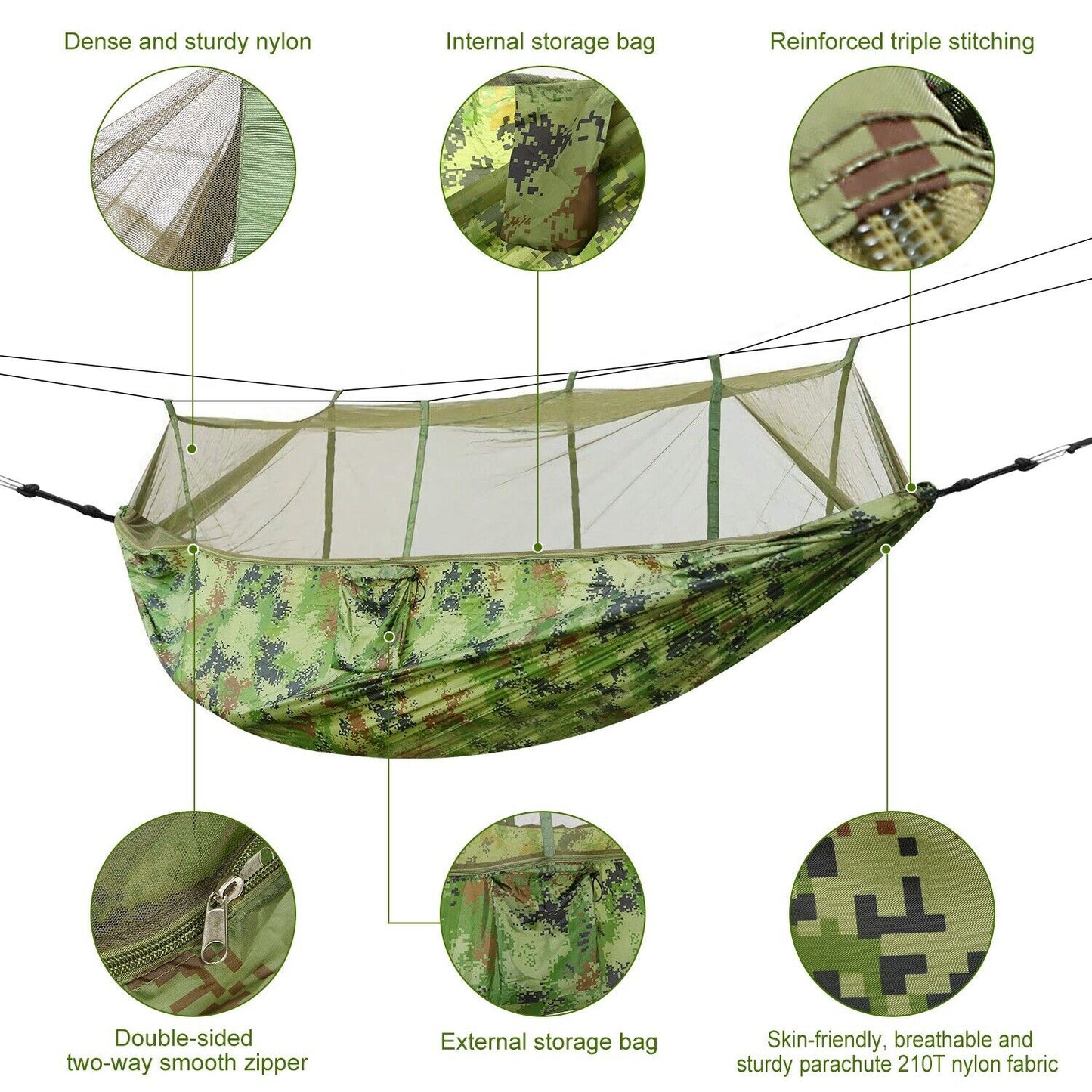 600lbs Double Person Camping Hammock with Mosquito Net
