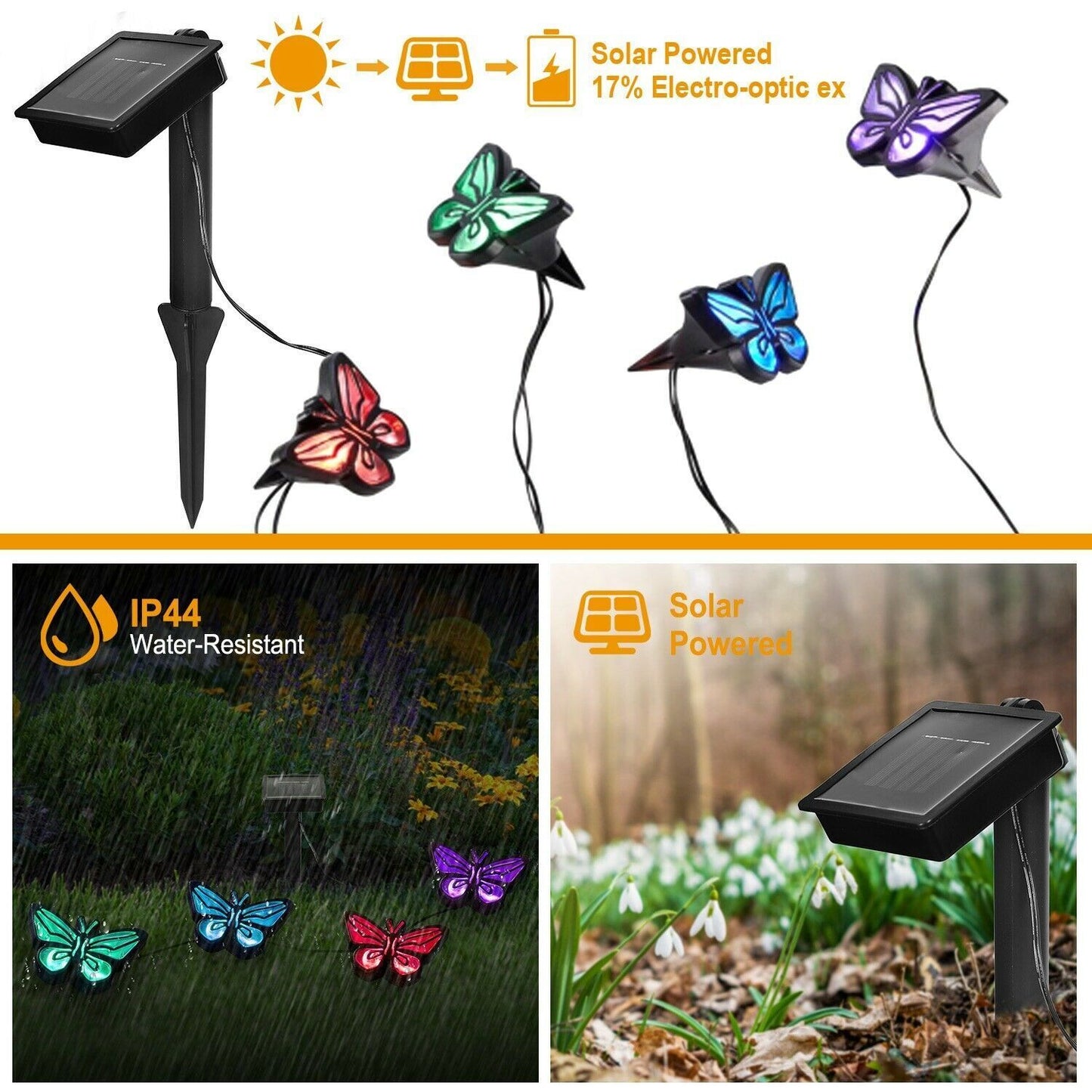 Solar Powered Butterfly Lights Garden Lawn Outdoor Landscape LED Decor Light