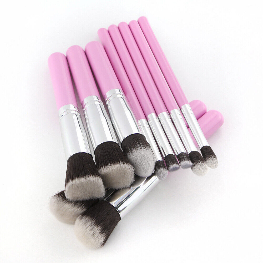 10Pcs Pro Makeup Brushes Set Kabuki Foundation Powder Eyeshadow Lip Brush Tool