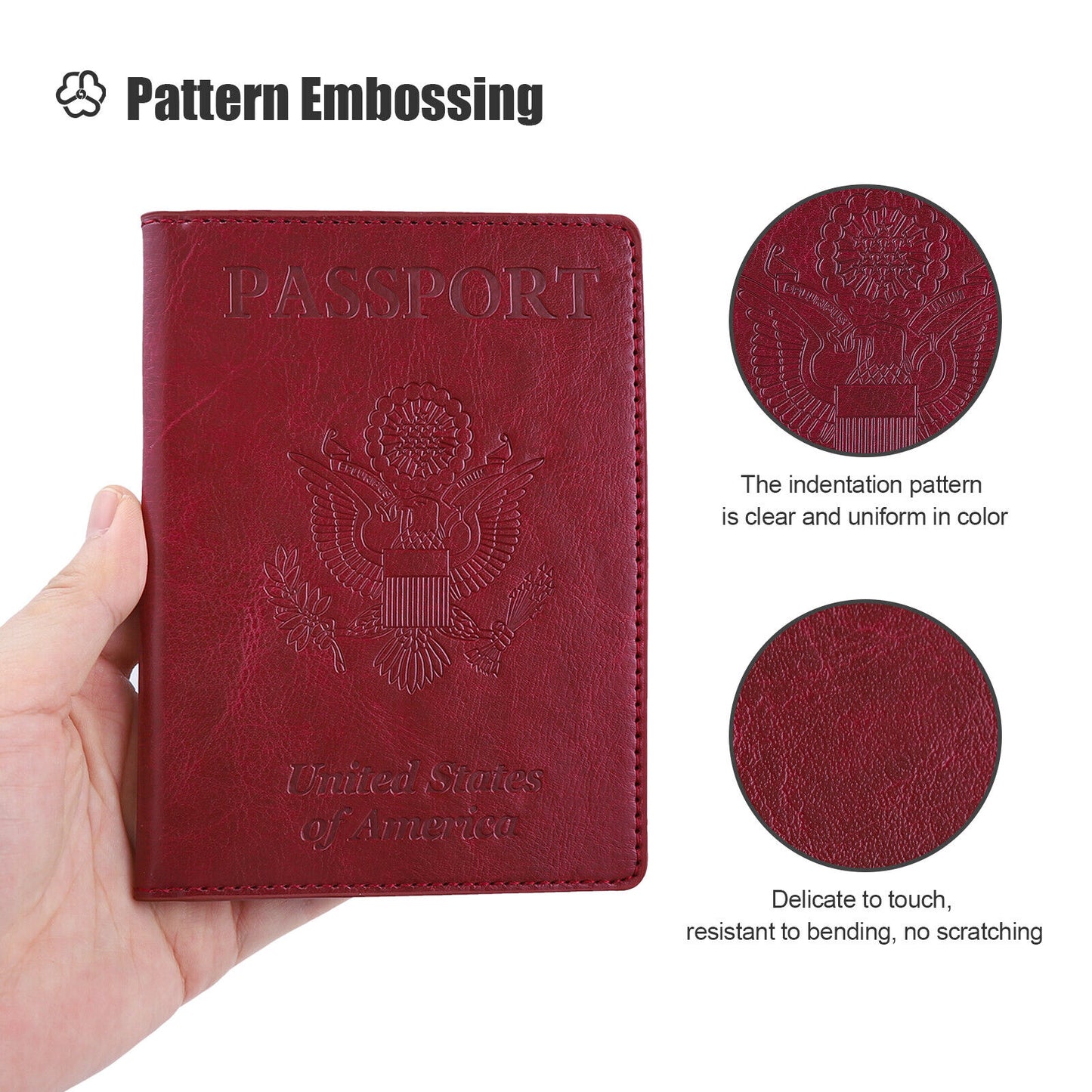 Leather Passport Vaccine Card Wallet Blocking Case Cover