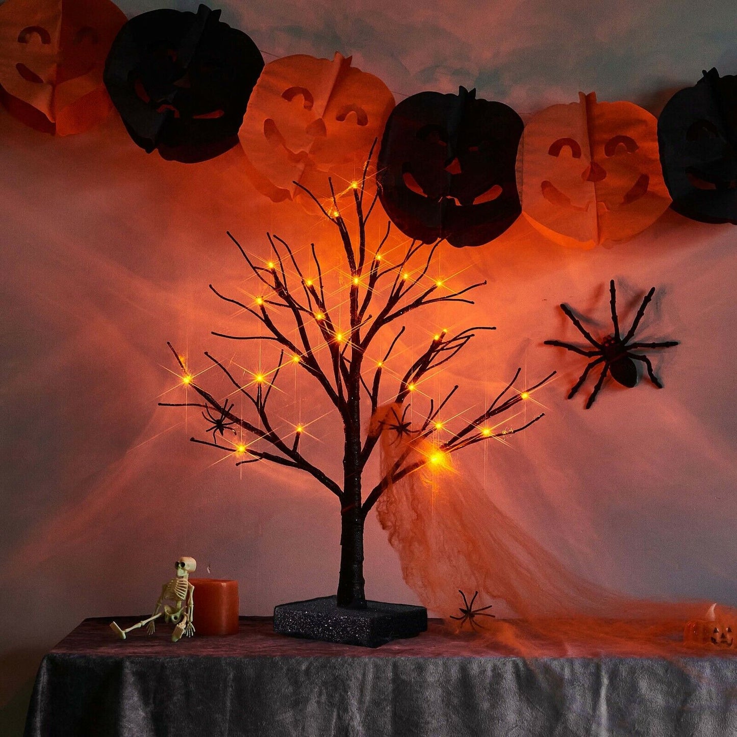 Hairui Lighted Halloween Tree Orange Lights Spooky Tree Lights Halloween Decor