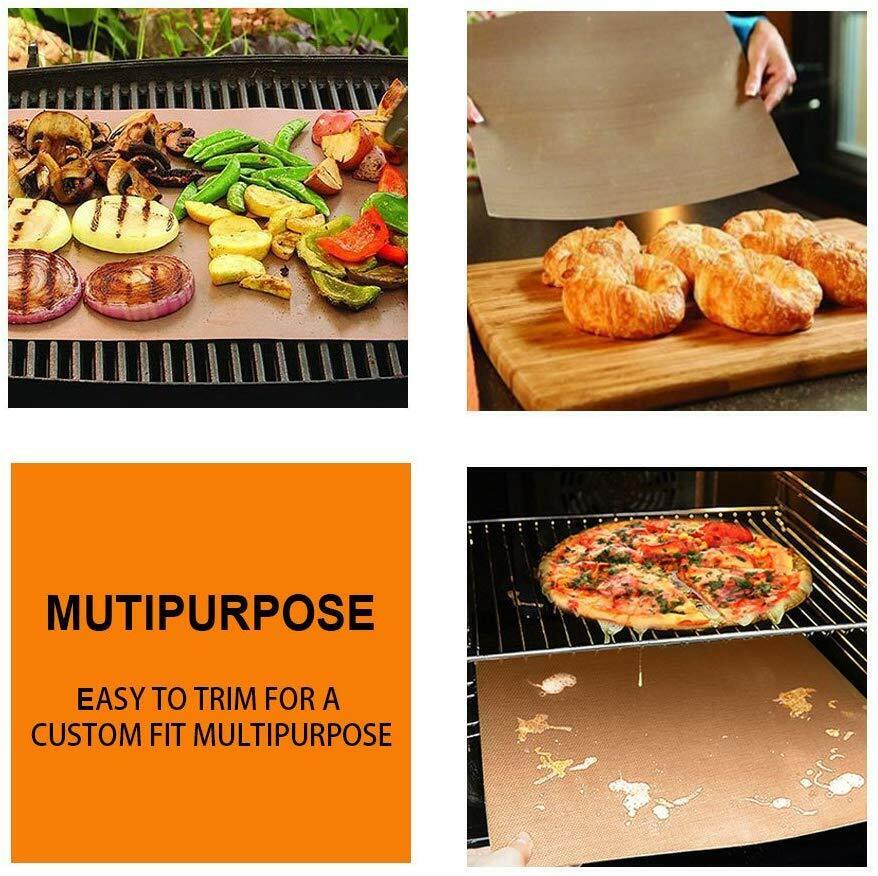 5pc Copper Grill Mats Baking Non Stick BBQ Cooking Oven Sheet Liner