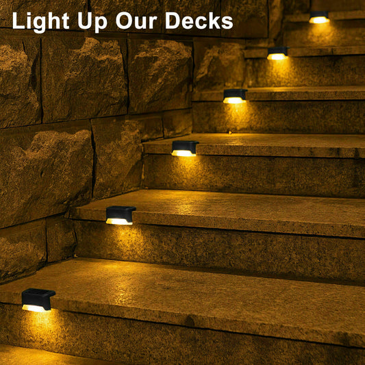 8 pack New Solar Deck Lights Outdoor Waterproof LED Steps Lamps for Stairs Fence