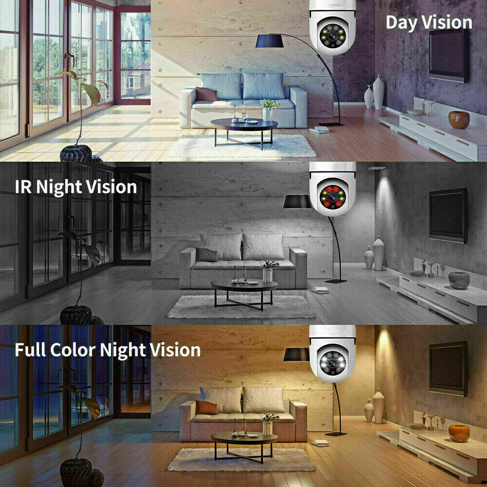 Smart Home Wireless Security 360° 1080P IP E27 Light Bulb Camera Wi-Fi IR Night