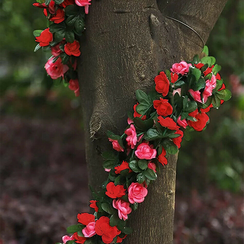 8Ft Artificial Rose Garland Silk 45 Flower Vine Ivy Wedding Garden Home Decor US