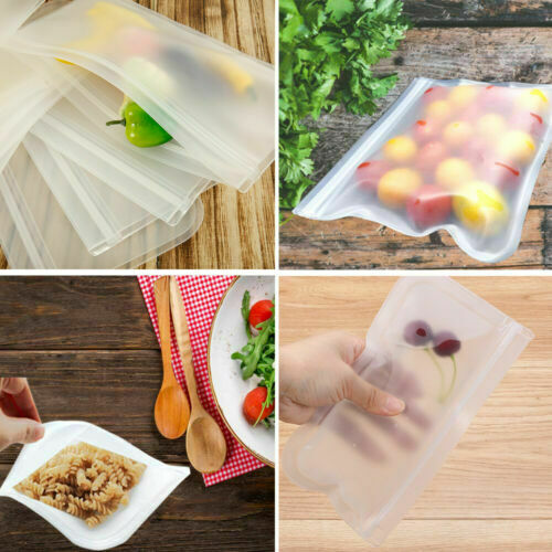 Reusable Silicone Food Fresh Bag Seal Storage Container Freezer Ziplock(9Pack)