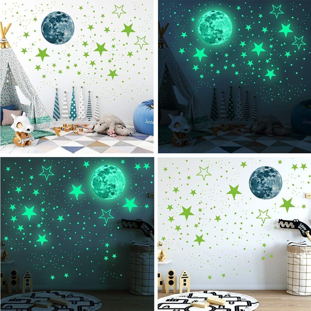 435pcs Glow In The Dark Luminous Stars & Moon Wall Stickers Decal Kid Room Decor