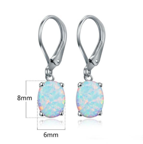 925 Silver Plated Dangle Drop Earrings Women Turquoise Simulated Jewelry