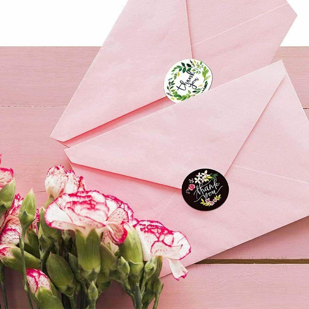 30 THANK YOU STICKERS FLORAL DESIGNS ENVELOPE SEALS LABELS CRAFTS 1.5" IN ROUND