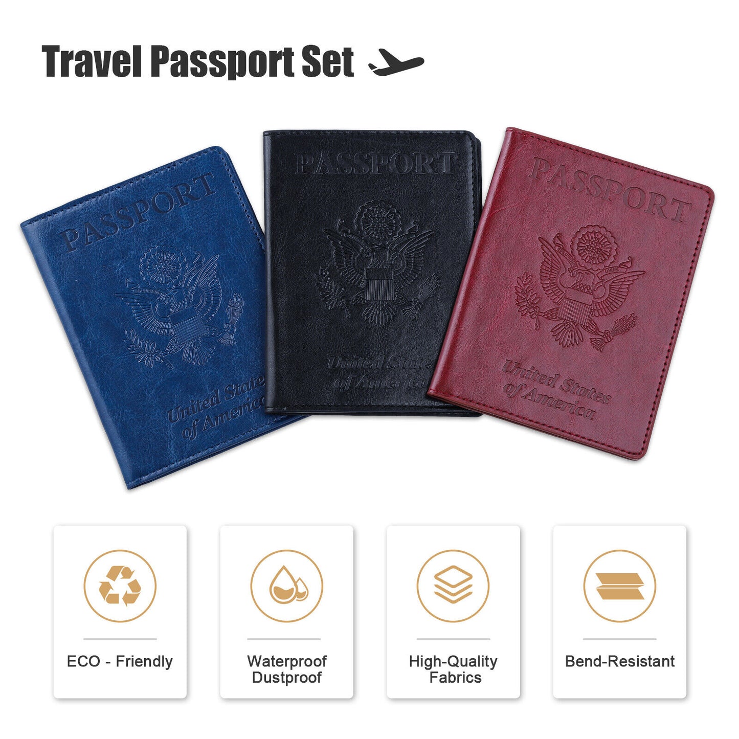 Leather Passport Vaccine Card Wallet Blocking Case Cover