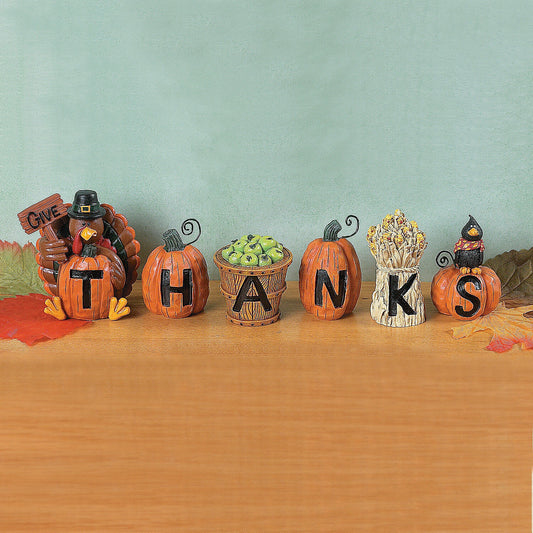 "Give Thanks" Thanksgiving Blocks, Home Decor, 6 Pieces, Fall Decorations