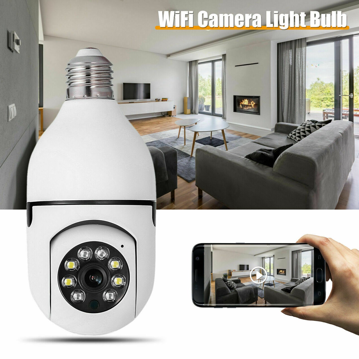 Smart Home Wireless Security 360° 1080P IP E27 Light Bulb Camera Wi-Fi IR Night