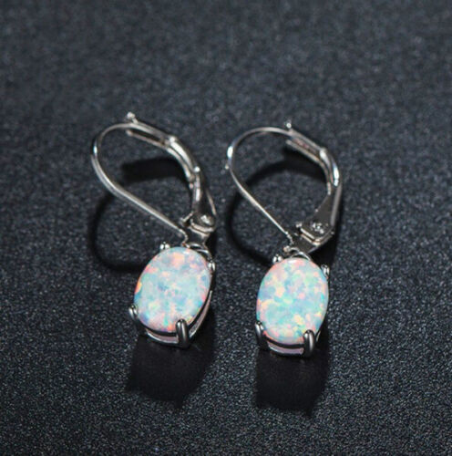 925 Silver Plated Dangle Drop Earrings Women Turquoise Simulated Jewelry