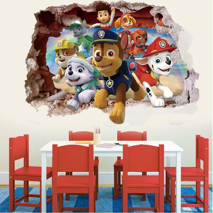 US 3D Wall Stickers Paw Patrol Kids Cartoon Room Decal Wallpaper Removable