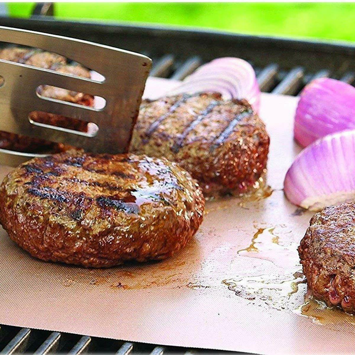 5pc Copper Grill Mats Baking Non Stick BBQ Cooking Oven Sheet Liner