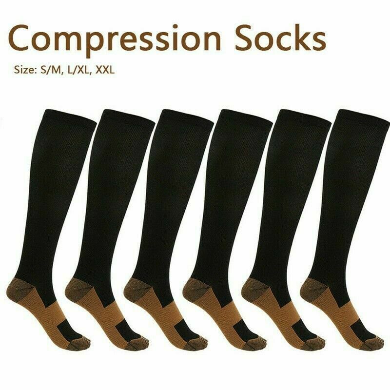 3 Pairs Compression Socks Copper Fit Knee High 20-30mmHg Energy Support Recover