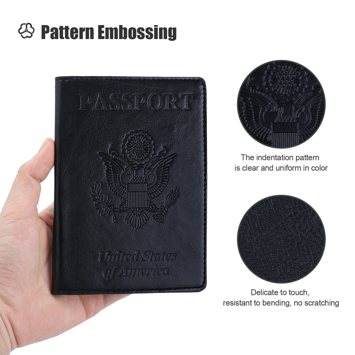 Leather Passport Vaccine Card Wallet Blocking Case Cover