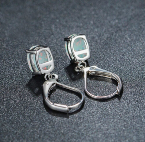 925 Silver Plated Dangle Drop Earrings Women Turquoise Simulated Jewelry