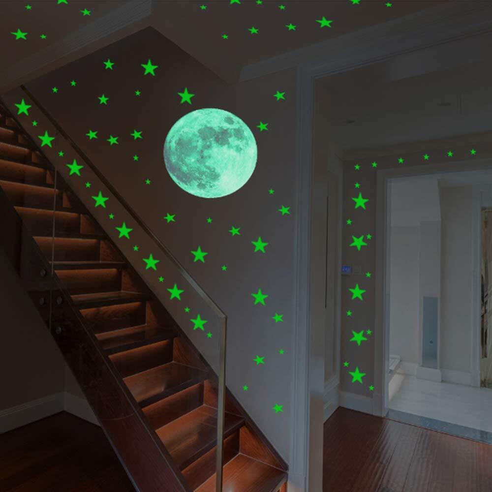 435pcs Glow In The Dark Luminous Stars & Moon Wall Stickers Decal Kid Room Decor