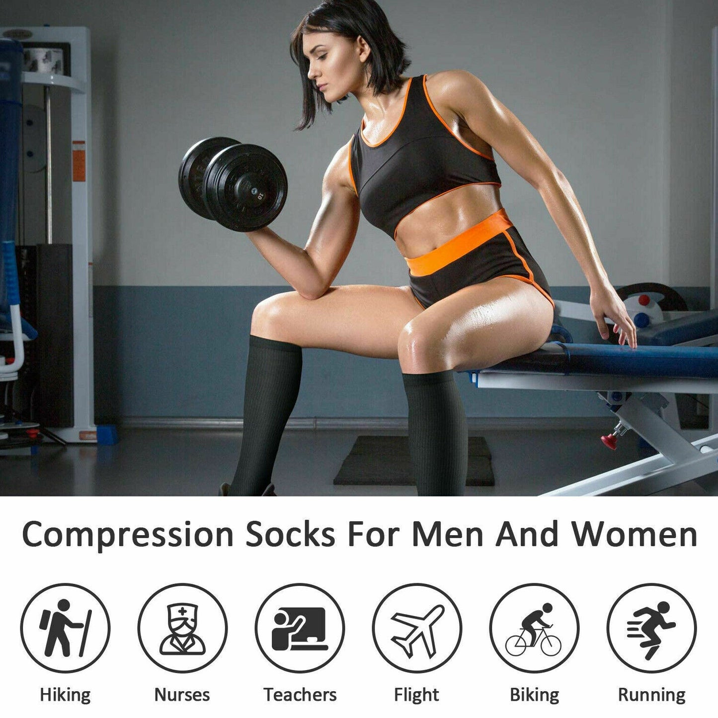 3 Pairs Compression Socks Copper Fit Knee High 20-30mmHg Energy Support Recover