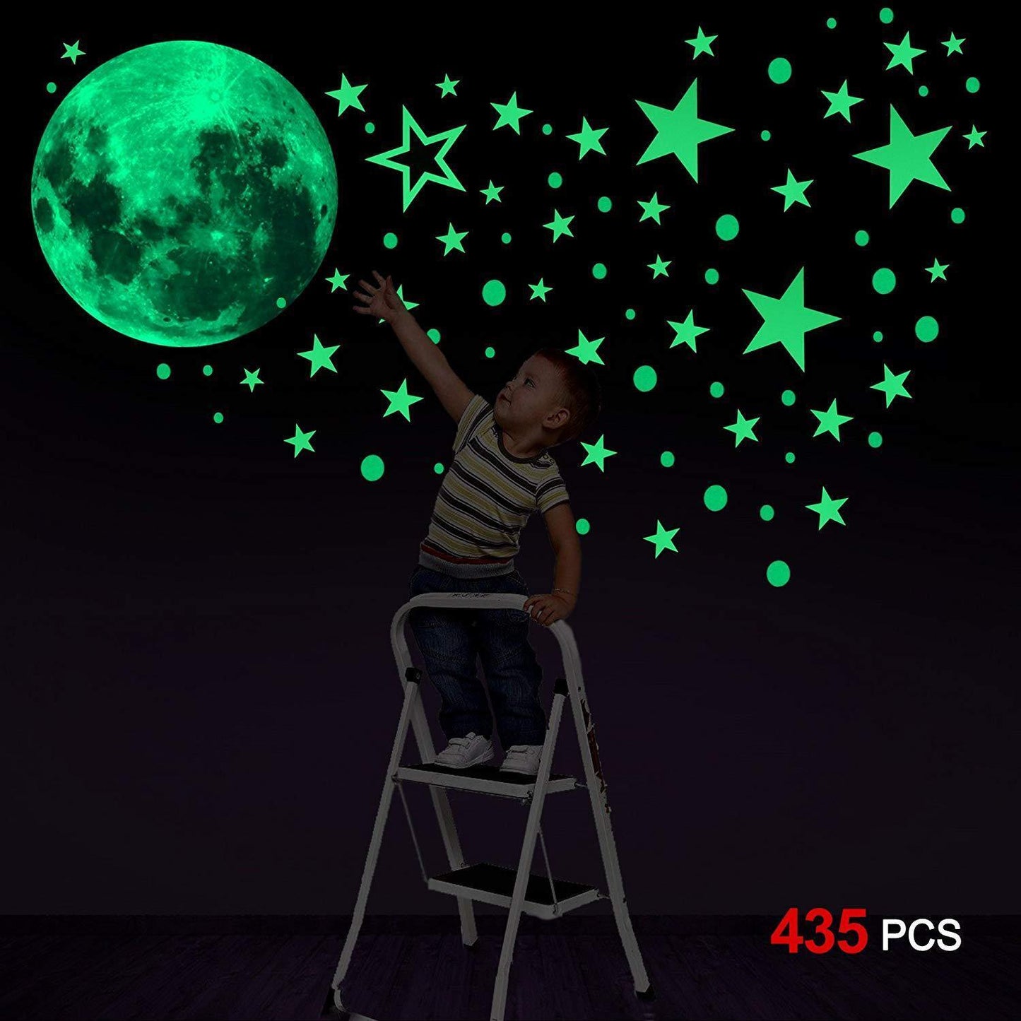 435pcs Glow In The Dark Luminous Stars & Moon Wall Stickers Decal Kid Room Decor