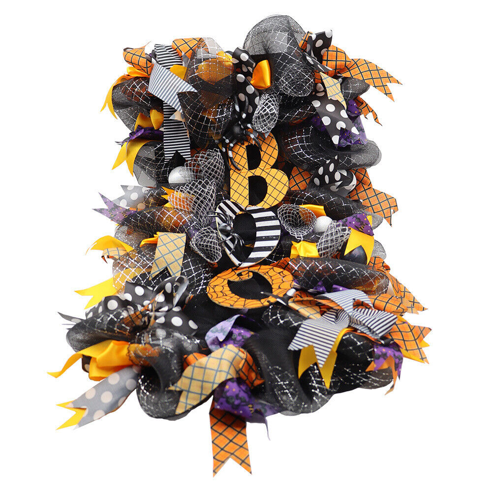 Halloween Decorations Wreath Pumpkin Spider BOO Front Door Hanging Party Decor