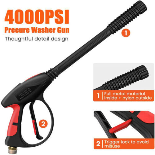 4000PSI High Pressure Power Washer Spray Wand Lance Nozzle Tips Hose Kit M22