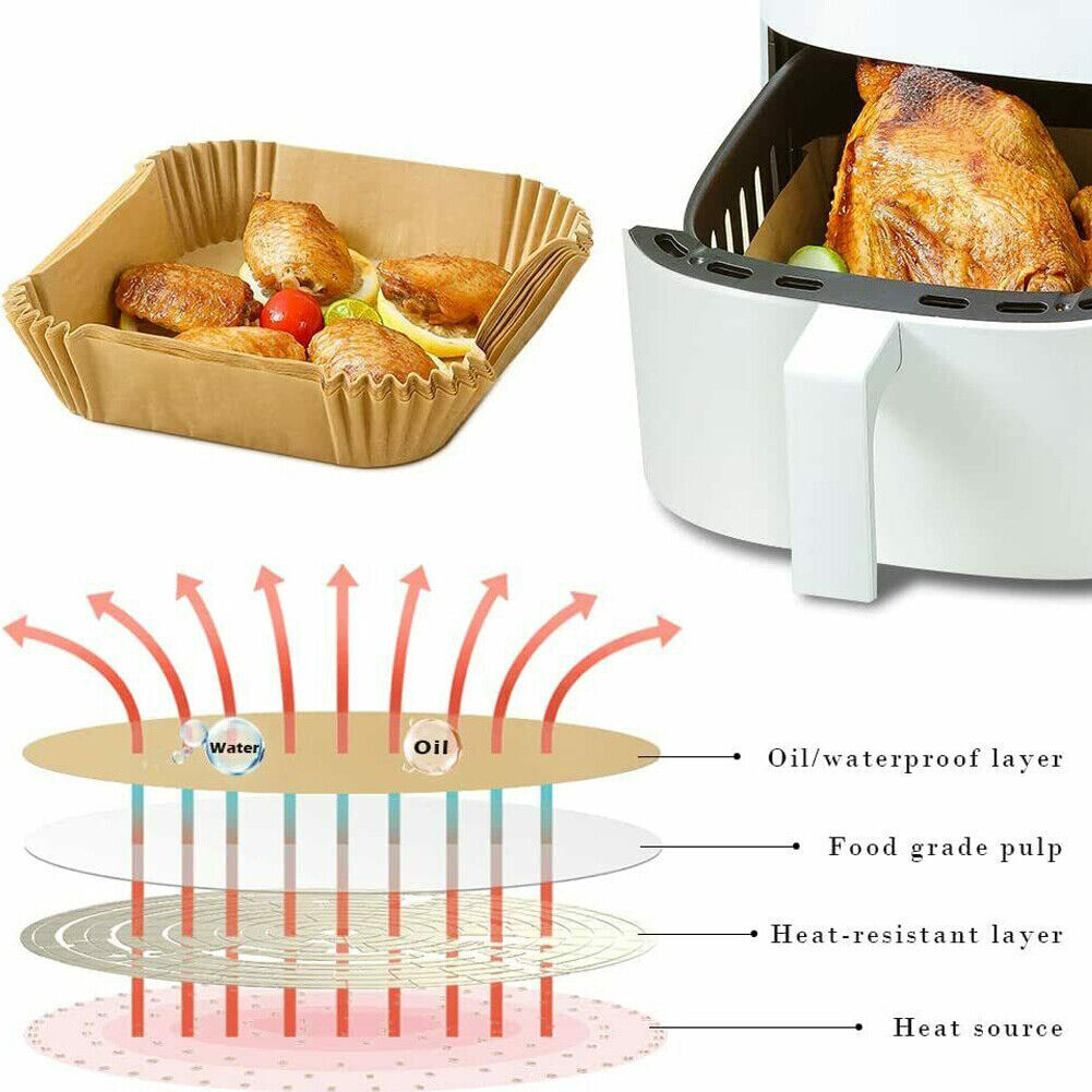 Air Fryer Liners , 150/100/50 pcs Disposable Paper Liner for Roasting Microwave