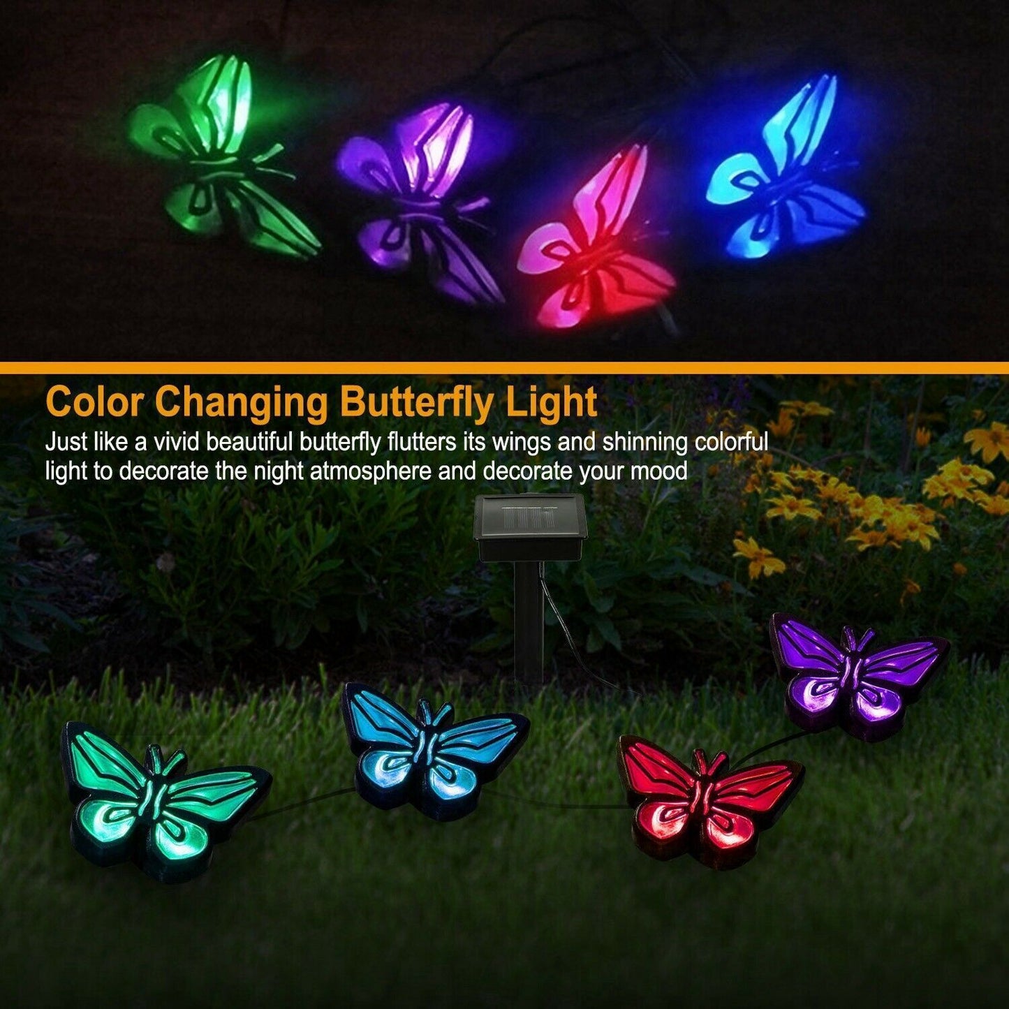 Solar Powered Butterfly Lights Garden Lawn Outdoor Landscape LED Decor Light