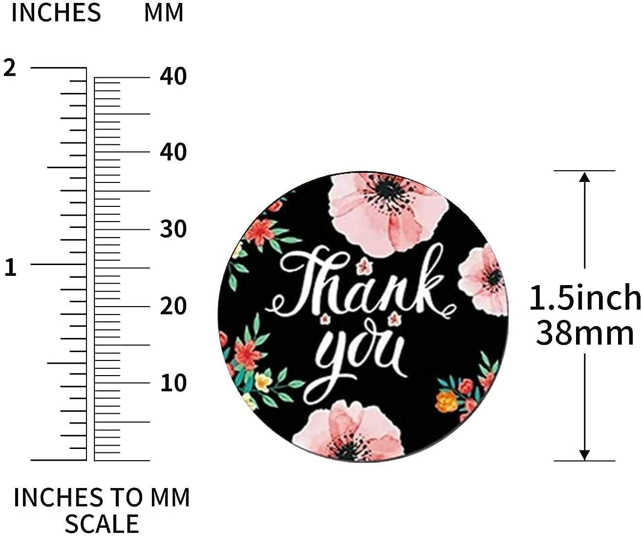 30 THANK YOU STICKERS FLORAL DESIGNS ENVELOPE SEALS LABELS CRAFTS 1.5" IN ROUND