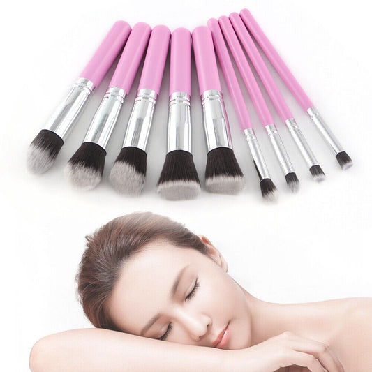 10Pcs Pro Makeup Brushes Set Kabuki Foundation Powder Eyeshadow Lip Brush Tool