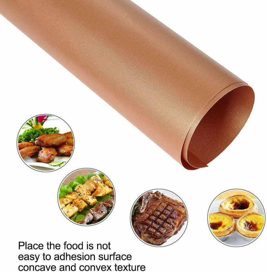 5pc Copper Grill Mats Baking Non Stick BBQ Cooking Oven Sheet Liner