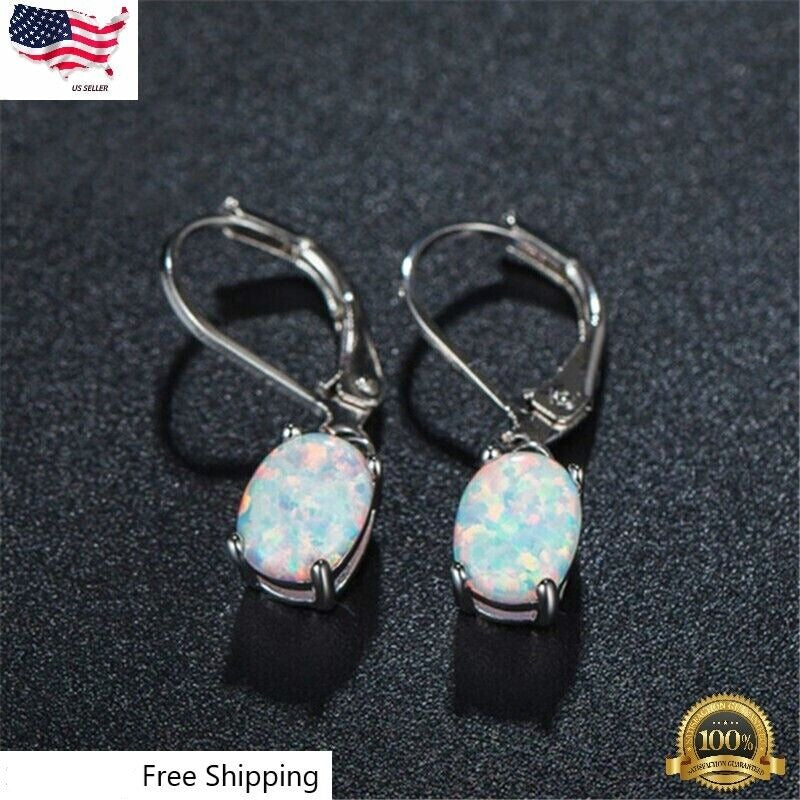 925 Silver Plated Dangle Drop Earrings Women Turquoise Simulated Jewelry