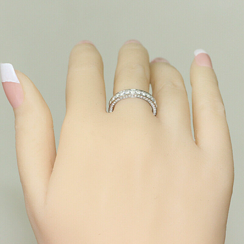 Gorgeous 925 Silver Plated Rings Women White Glass  Sz 6-10 Simulated