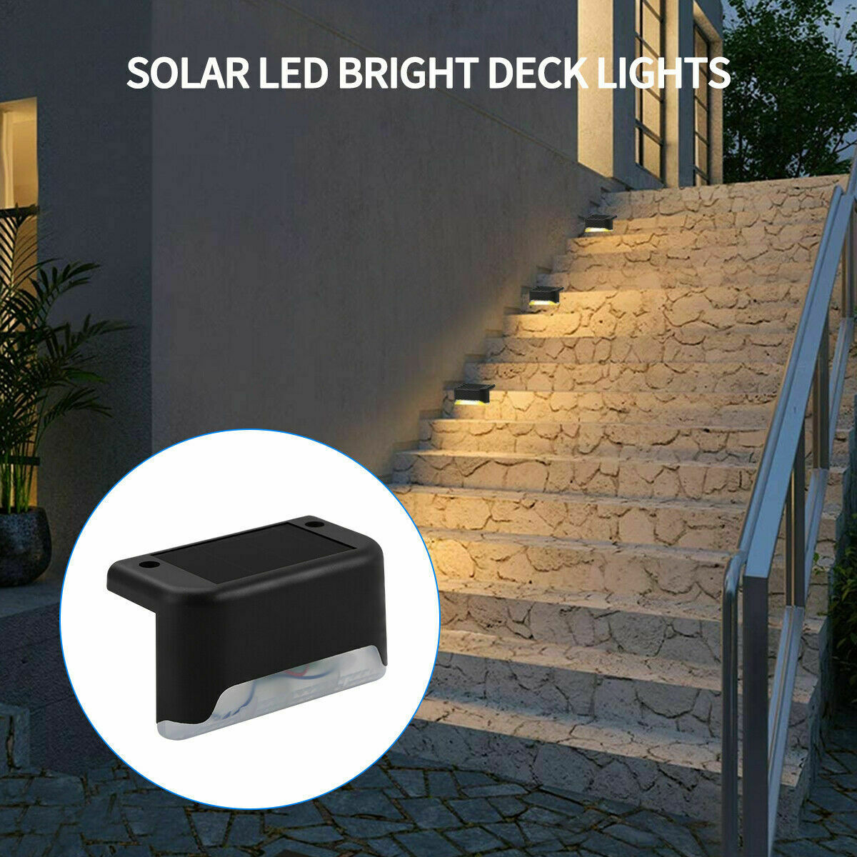 8 pack New Solar Deck Lights Outdoor Waterproof LED Steps Lamps for Stairs Fence