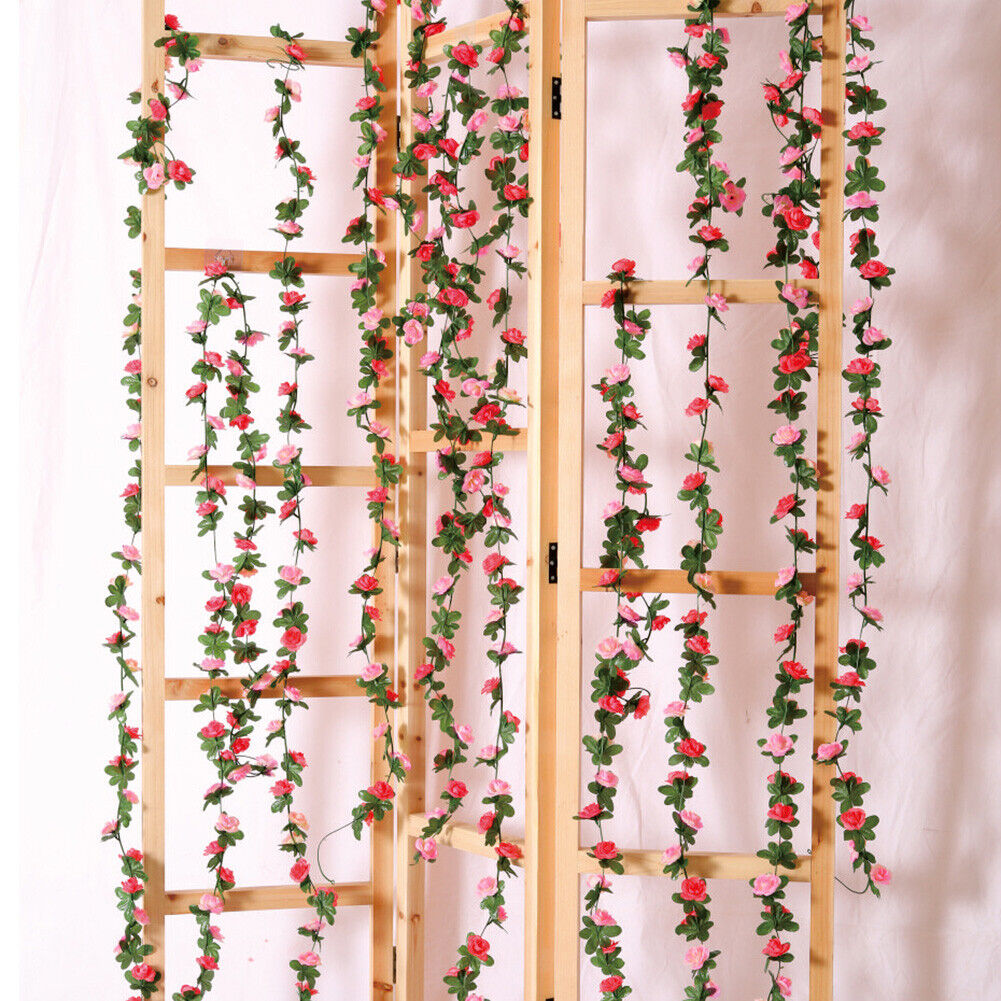 8Ft Artificial Rose Garland Silk 45 Flower Vine Ivy Wedding Garden Home Decor US