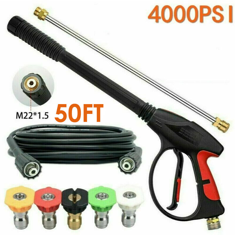 4000PSI High Pressure Power Washer Spray Wand Lance Nozzle Tips Hose Kit M22