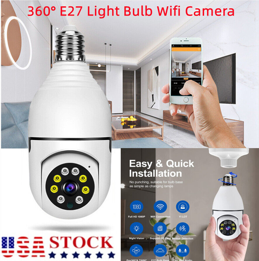 Smart Home Wireless Security 360° 1080P IP E27 Light Bulb Camera Wi-Fi IR Night